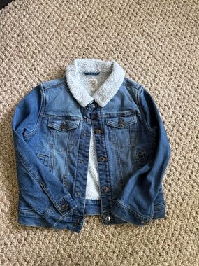 True Craft Blue Denim Jacket with White Sherpa Collar
